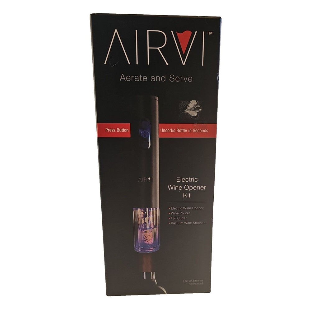 AirVi Electric Wine Opener Kit Uncorks in Secs Aerate Foil Cutter Vacuum Stopper